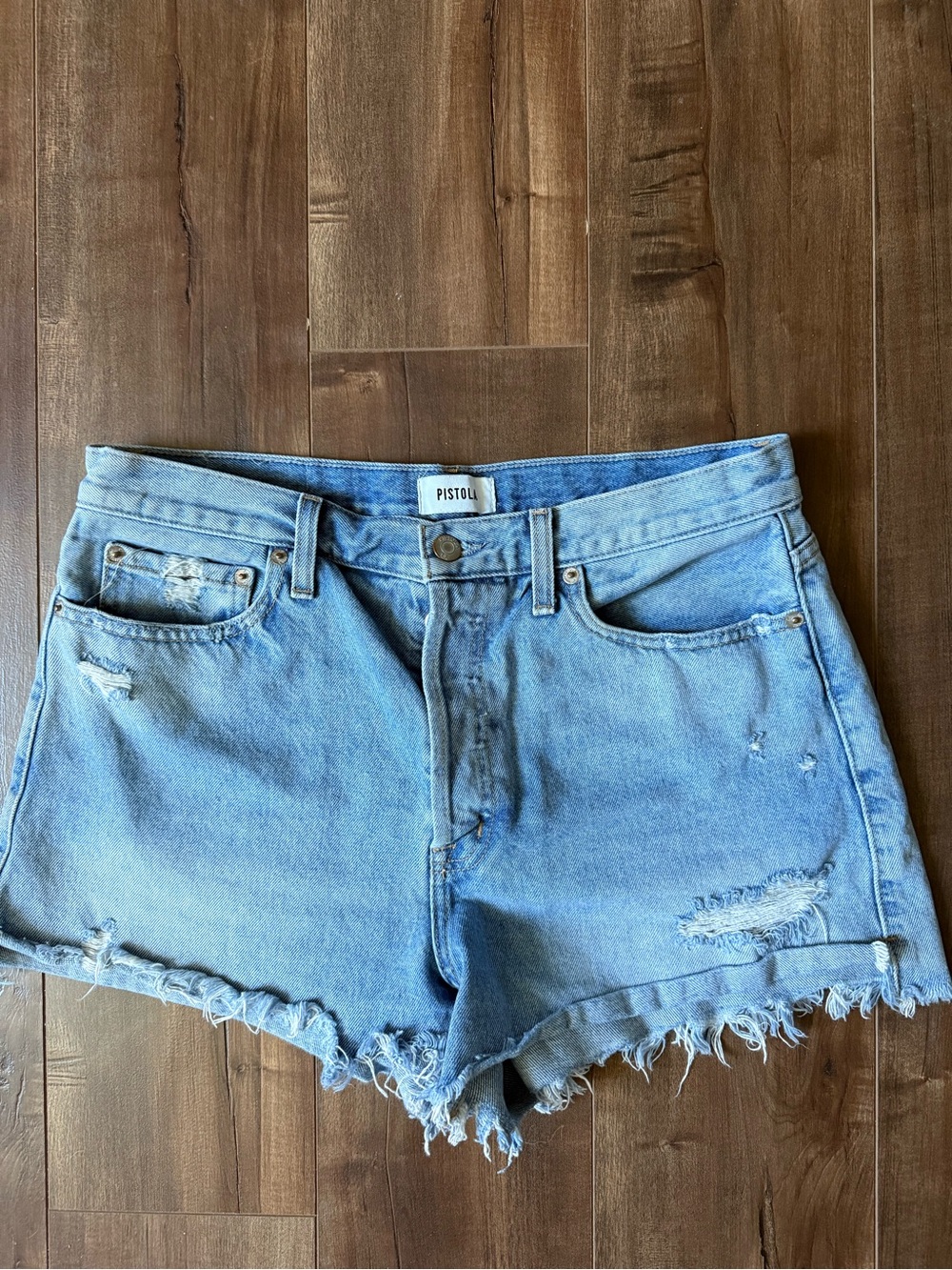 Pistola light wash high rise denim jean shorts 30
